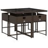 vidaXL 5 Piece Garden Dining Set with Cushions Brown Poly Rattan
