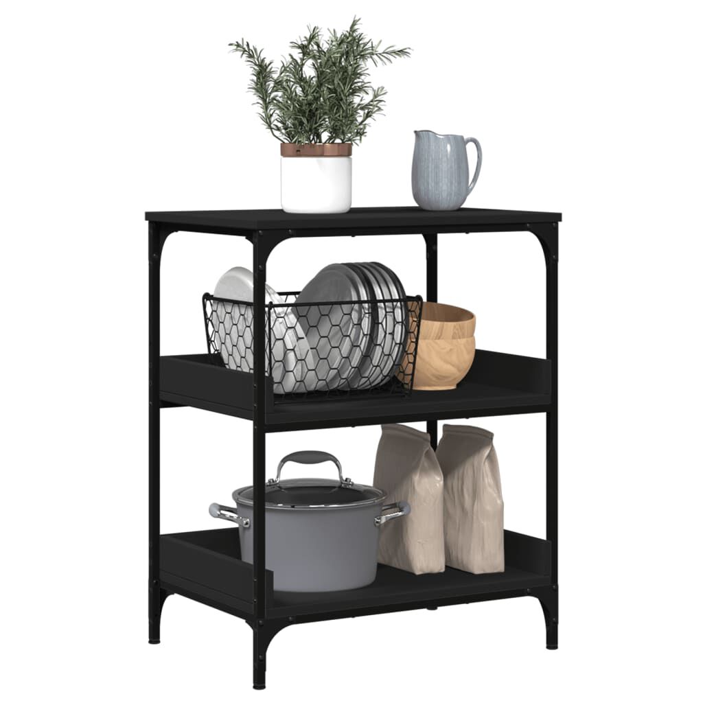 vidaXL Kitchen Trolley Black 60x41x80.5 cm Engineered Wood