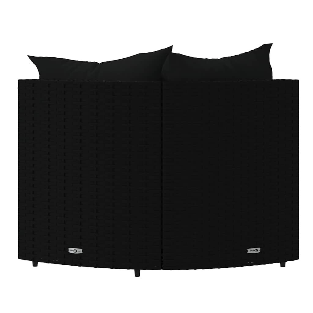 vidaXL Garden Corner Sofas with Cushions 2 pcs Black Poly Rattan