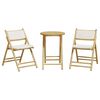 vidaXL 3 Piece Folding Bistro Set with Cream White Cushions Bamboo
