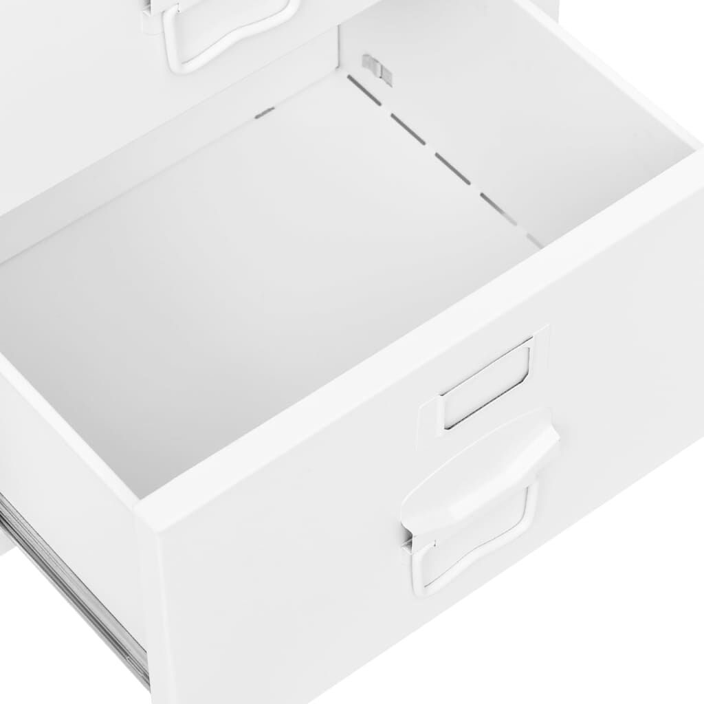 vidaXL Industrial Desk with Drawers White 105x52x75 cm Steel