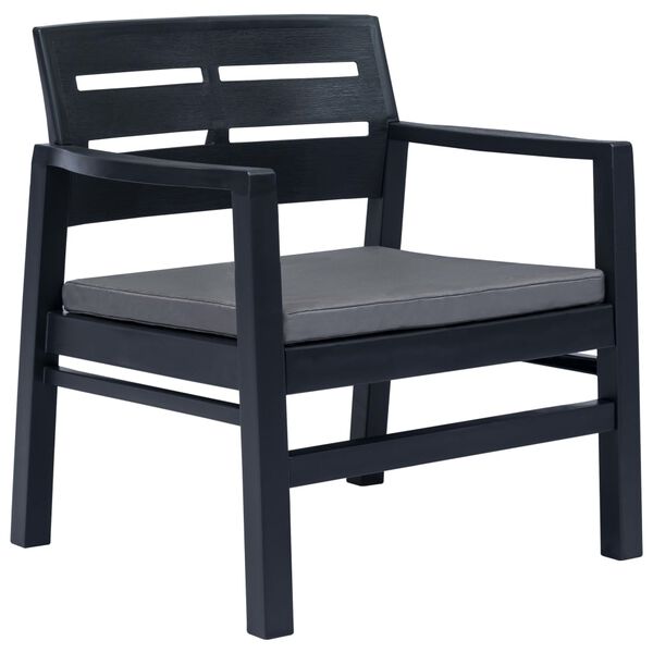 vidaXL 3 Piece Garden Lounge Set Plastic Anthracite