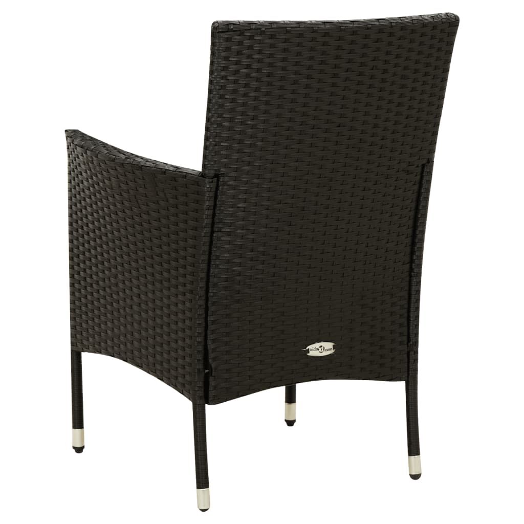 vidaXL Garden Chairs with Cushions 4 pcs Poly Rattan Black