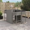 vidaXL 5 Piece Garden Bar Set with Cushions Grey Poly Rattan