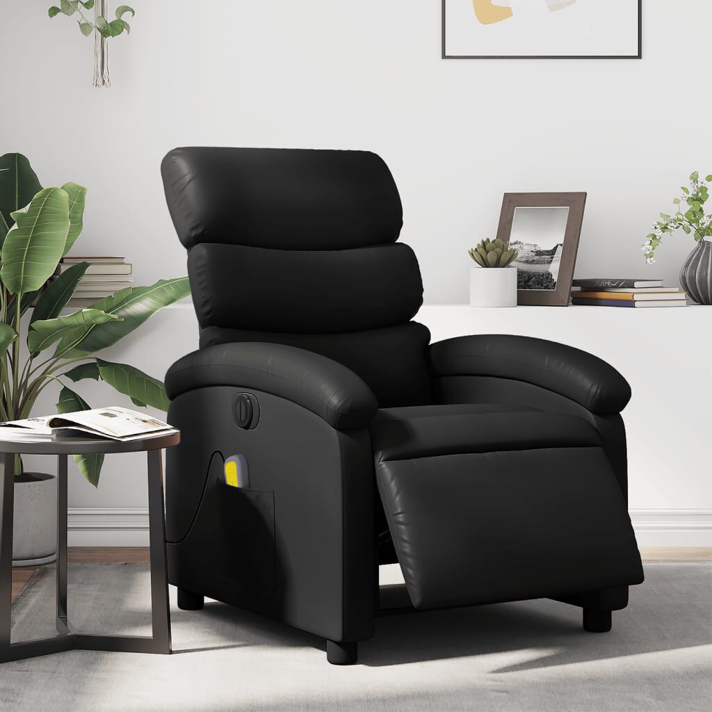 vidaXL Electric Massage Recliner Chair Black Faux Leather