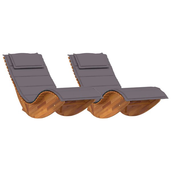 vidaXL Rocking Sun Loungers with Cushions 2 pcs Solid Wood Acacia