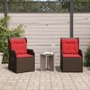 vidaXL Reclining Garden Chairs 2 pcs with Cushions Brown Poly Rattan