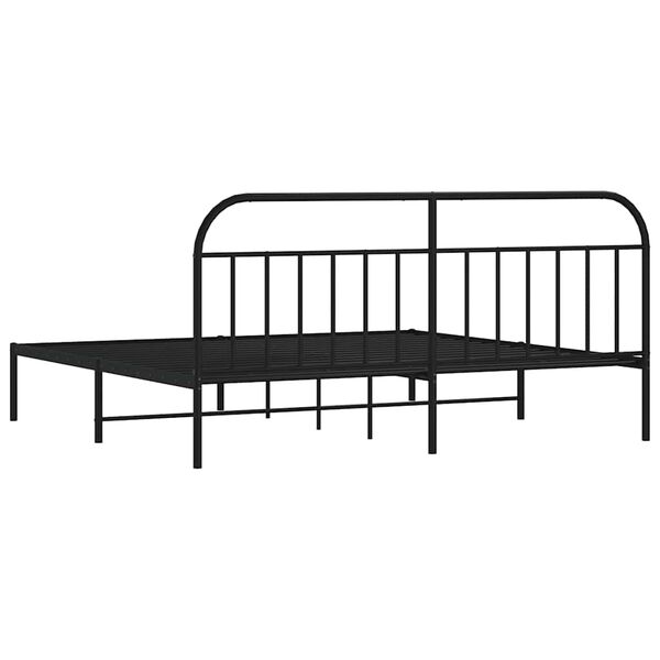 vidaXL Metal Bed Frame without Mattress with Headboard Black 193x203cm
