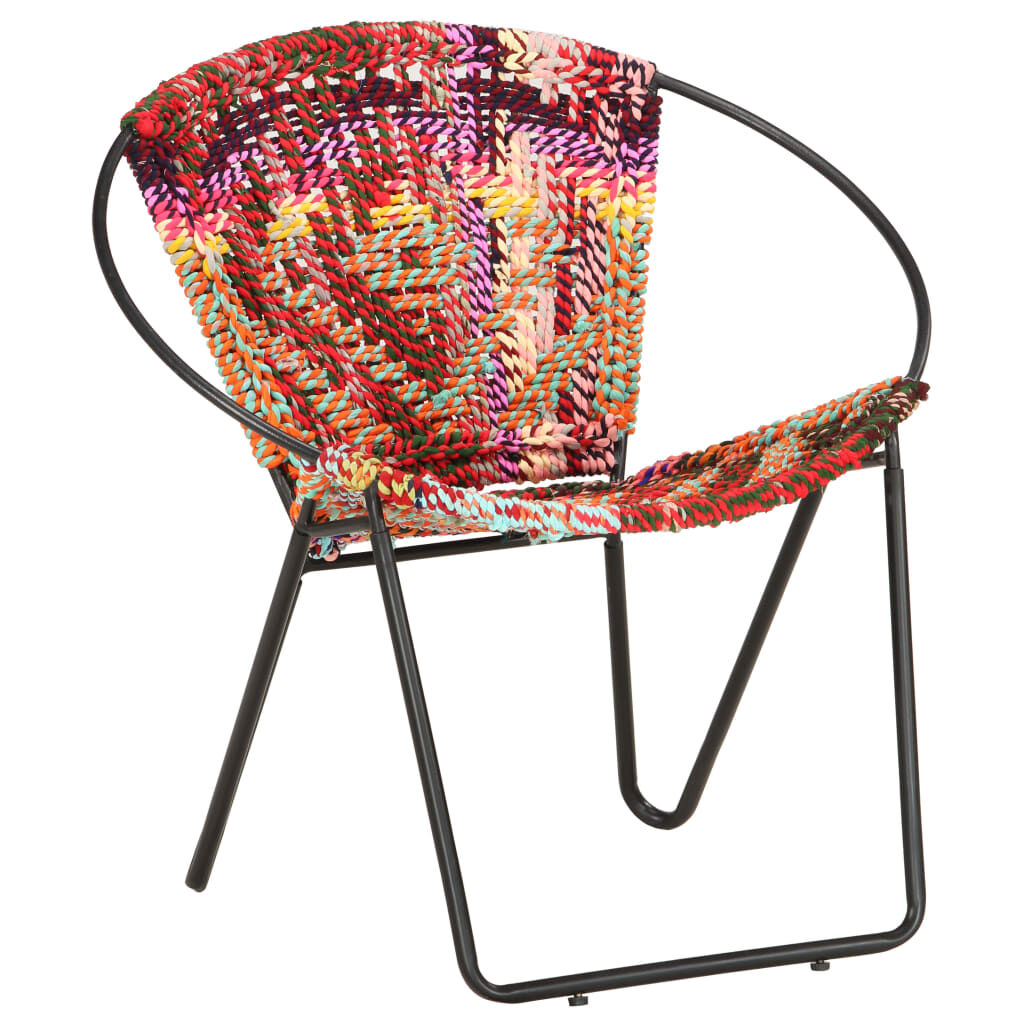 vidaXL Circle Chair Multicolours Chindi Fabric