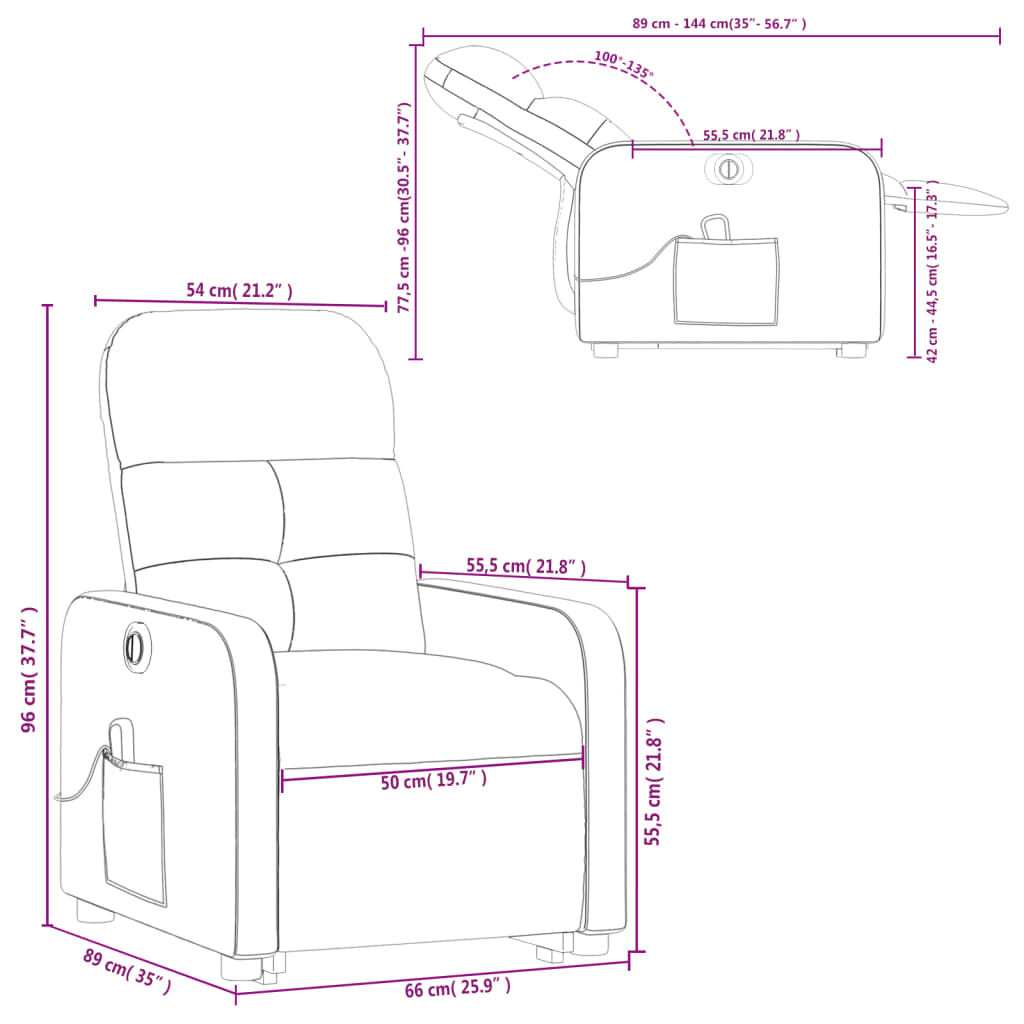 vidaXL Electric Stand up Massage Recliner Chair Dark Green Fabric