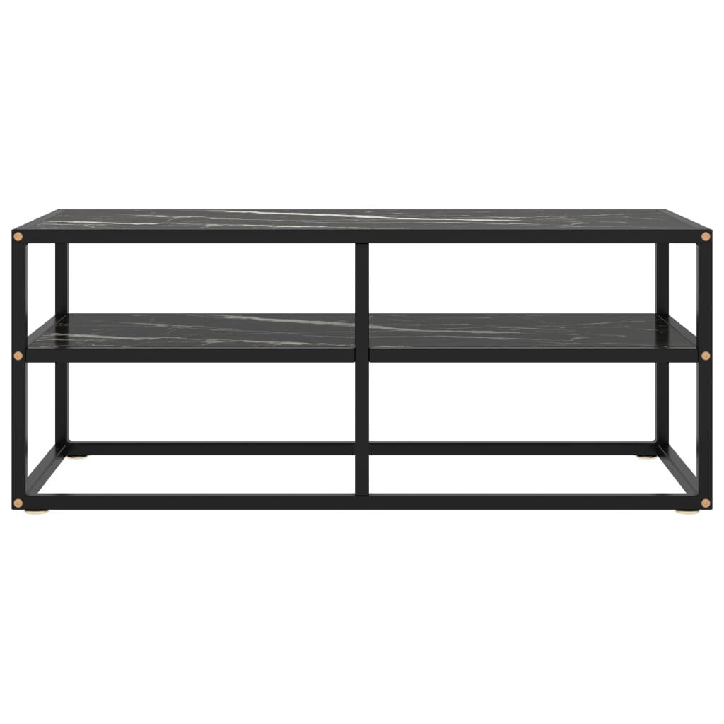 vidaXL TV Cabinet Black with Black Marble Glass 100x40x40 cm