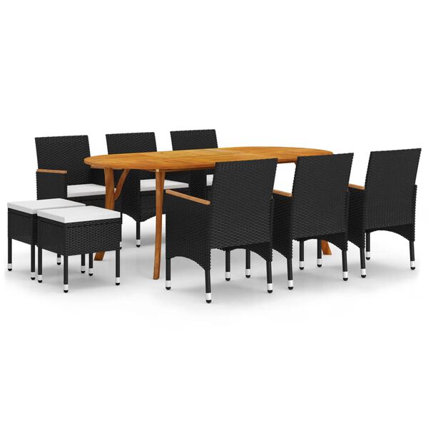 vidaXL 9 Piece Garden Dining Set Black