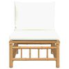 vidaXL Garden Middle Sofa with Cream White Cushions Bamboo
