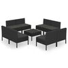vidaXL 9 Piece Garden Lounge Set with Cushions Poly Rattan Black