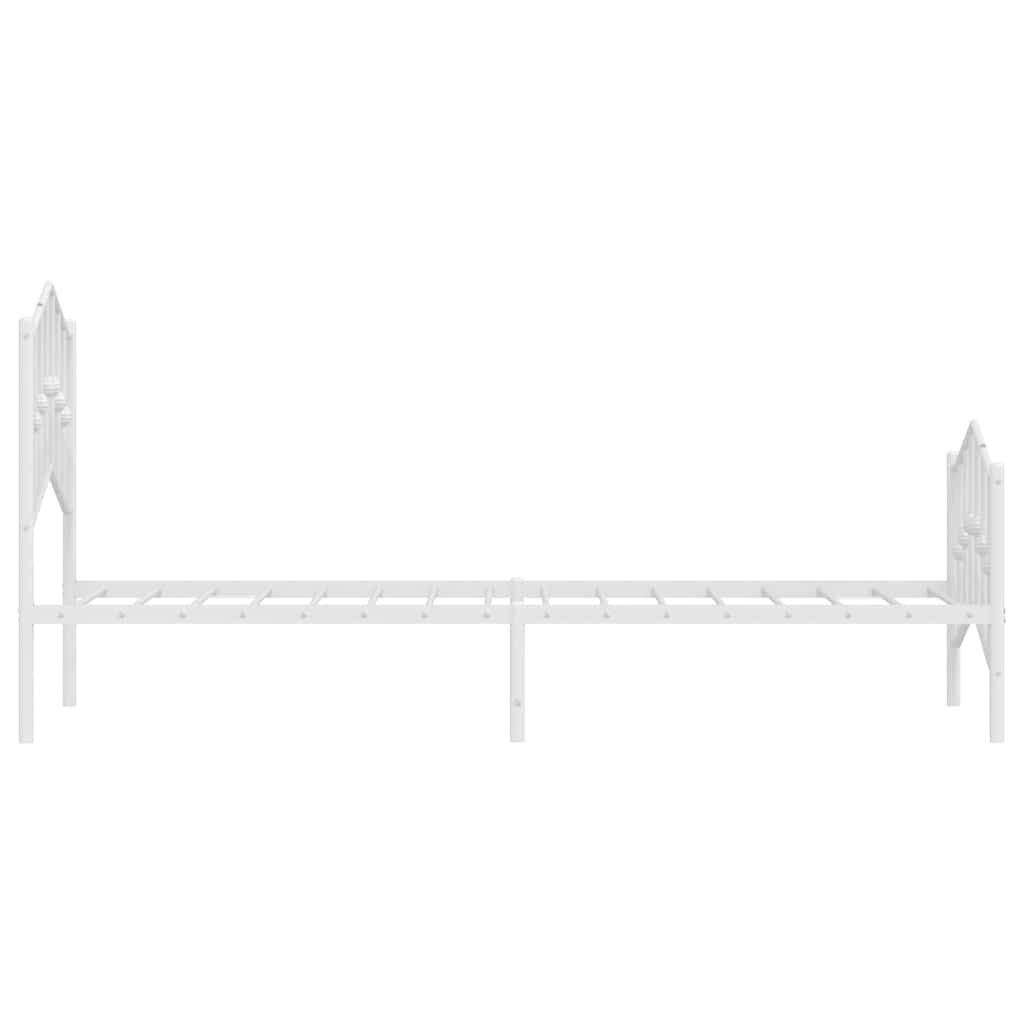 vidaXL Metal Bed Frame without Mattress with Footboard White 100x190cm