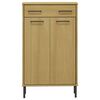 vidaXL Shoe Rack with Metal Legs Brown Solid Wood Pine OSLO