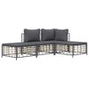 vidaXL 4 Piece Garden Lounge Set with Cushions Anthracite Poly Rattan