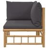 vidaXL Garden Corner Sofa with Dark Grey Cushions Bamboo