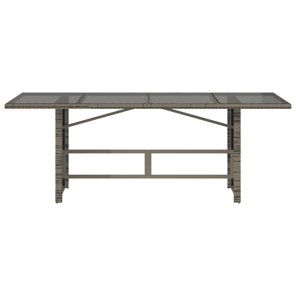 vidaXL Garden Table with Glass Top Grey 190x80x75 cm Poly Rattan