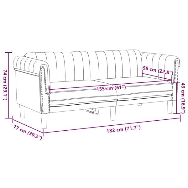 vidaXL Sofa 2-Seater Brown Faux Suede Leather