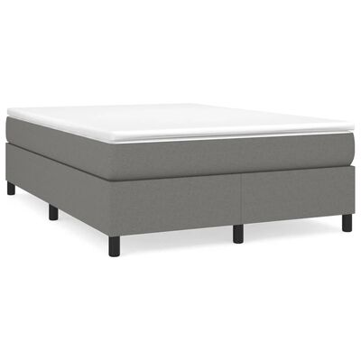 vidaXL Box Spring Bed with Mattress Dark Grey 153x203 cm Queen Size Fabric