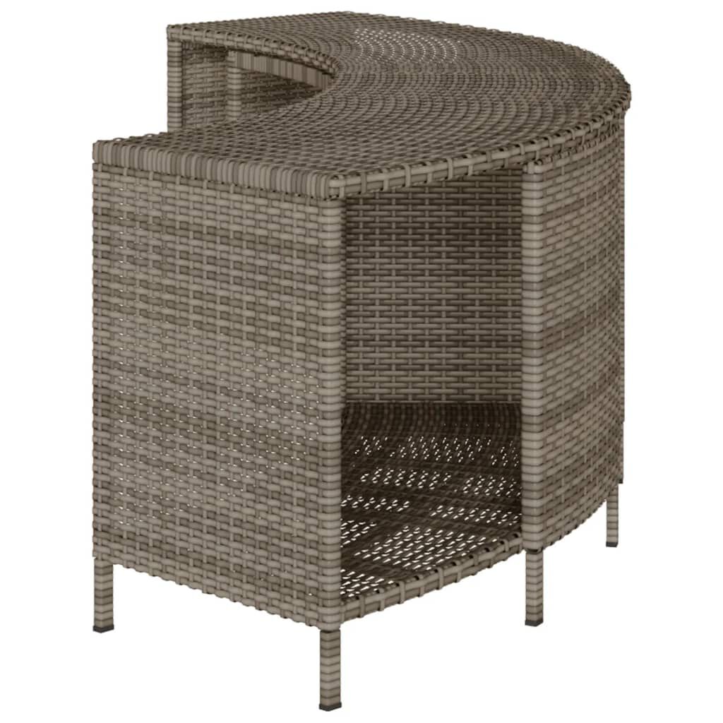 vidaXL Storage Shelves for Hot Tub 2 pcs Grey Poly Rattan