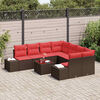 vidaXL Garden Sofa Set with Cushion 9 pcs Brown Poly Rattan