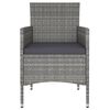 vidaXL 5 Piece Garden Bistro Set Poly Rattan and Tempered Glass Grey