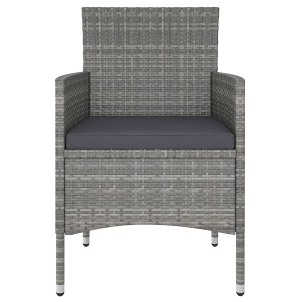 vidaXL 5 Piece Garden Bistro Set Poly Rattan and Tempered Glass Grey