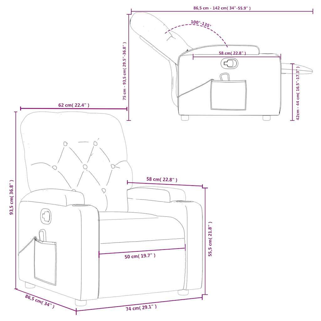 vidaXL Massage Recliner Chair Black Faux Leather