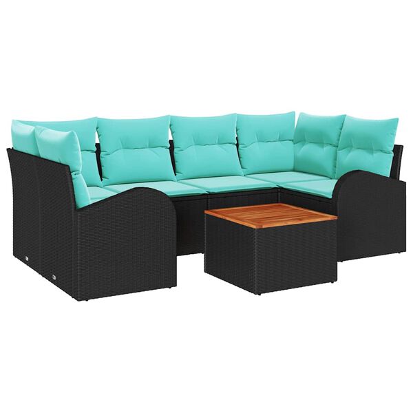 vidaXL Garden Sofa Set 7 pcs Black and turquoise