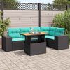 vidaXL 6 Piece Garden Sofa Set with Cushions Black Poly Rattan