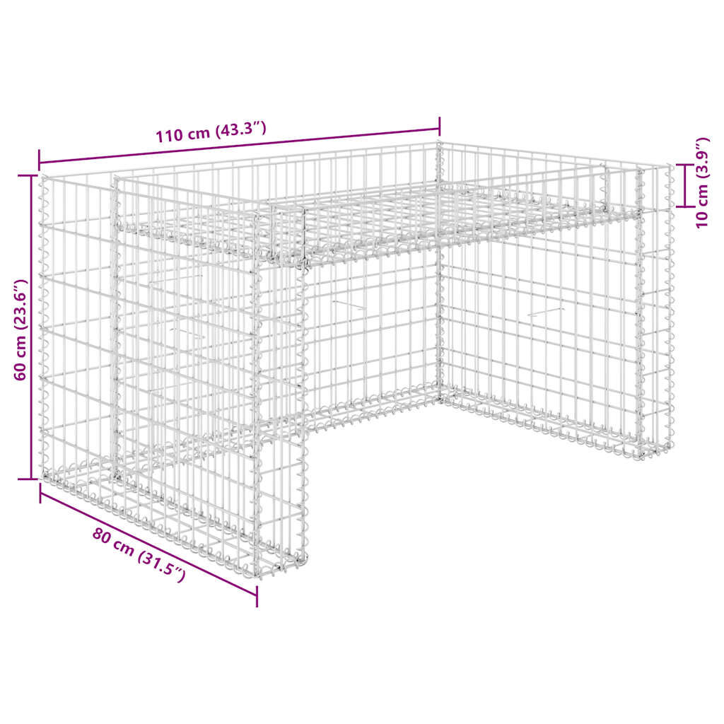 vidaXL Lawn Mower Garage with Raised Bed 110x80x60 cm Steel Wire