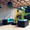 vidaXL 5 Piece Garden Lounge Set with Cushions Poly Rattan Black