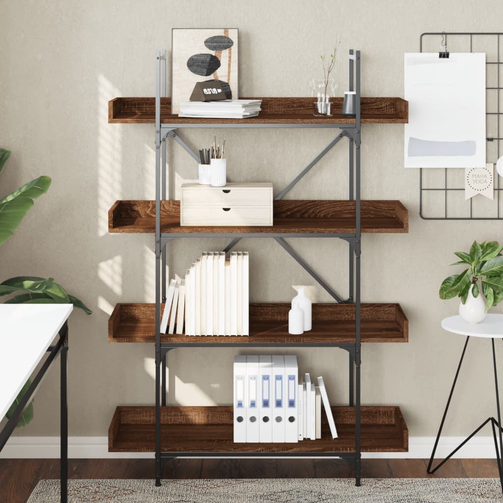vidaXL Bookcase 4-Tier Brown Oak 100x33x145.5 cm Engineered Wood