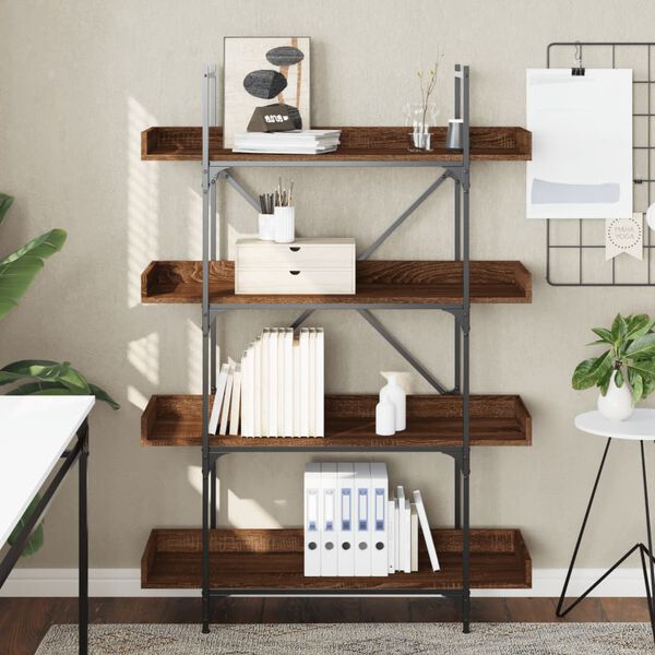 vidaXL Bookcase 4-Tier Brown Oak 100x33x145.5 cm Engineered Wood