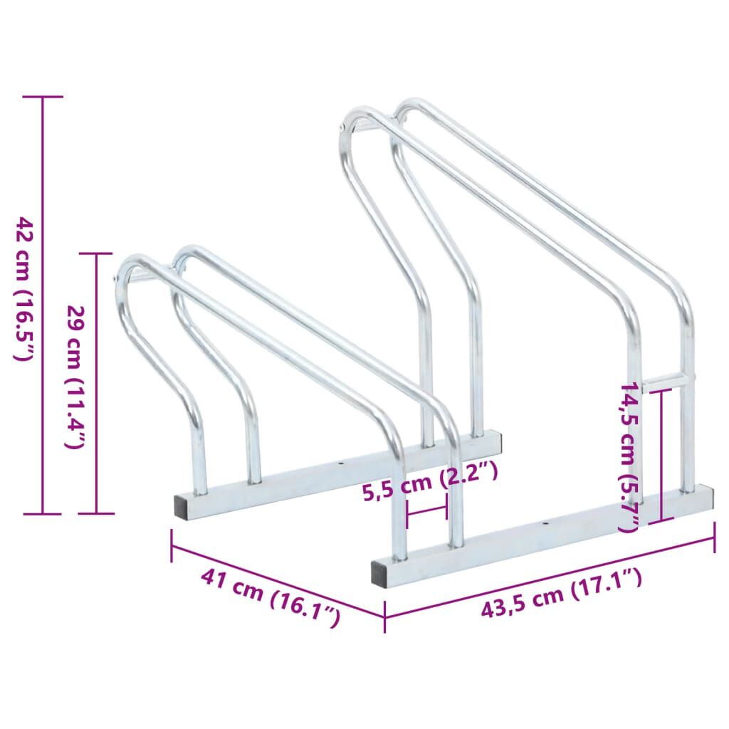vidaXL Bicycle Stand for 2 Bikes Floor Freestanding Galvanised Steel