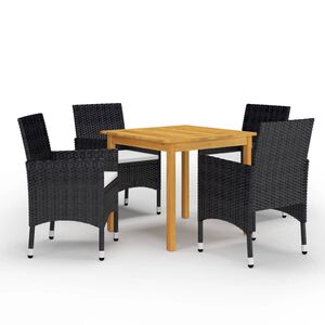vidaXL 5 Piece Garden Dining Set Black
