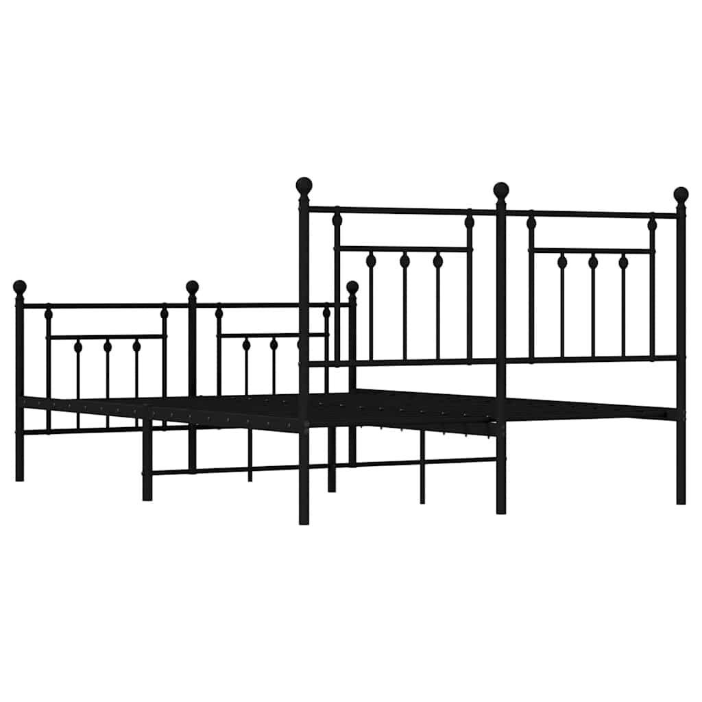 vidaXL Metal Bed Frame without Mattress with Footboard Black 150x200cm