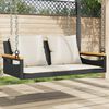 vidaXL Swing Bench with Cushions Black 109x62x40 cm Poly Rattan