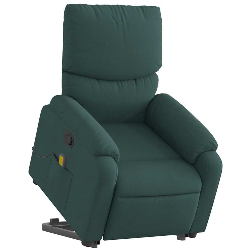 vidaXL Stand up Massage Recliner Chair Dark Green Fabric