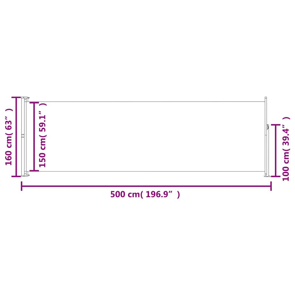 vidaXL Retractable Side Awning 160 x 500 cm Black