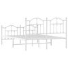 vidaXL Metal Bed Frame without Mattress with Footboard White 150x200cm