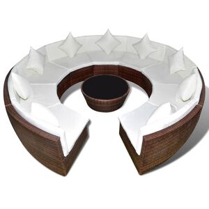 vidaXL 10 Piece Garden Lounge Set with Cushions Poly Rattan Brown