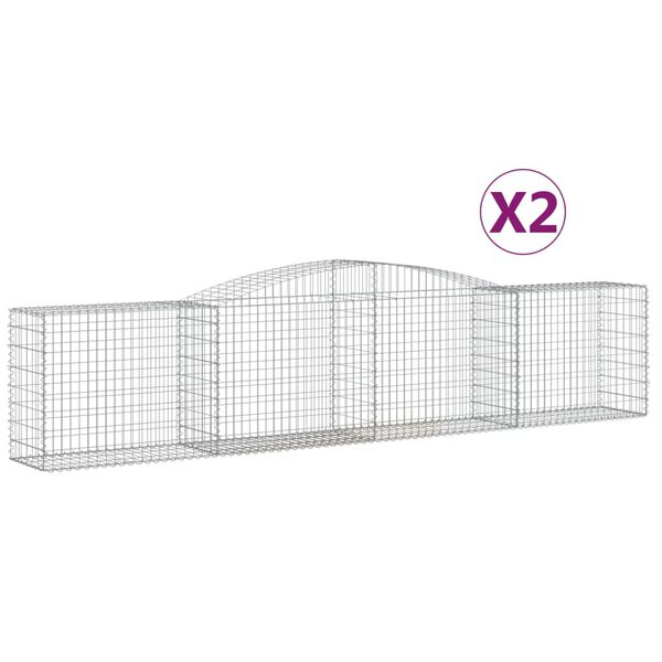 vidaXL Arched Gabion Baskets 2 pcs 400x50x80/100 cm Galvanised Iron