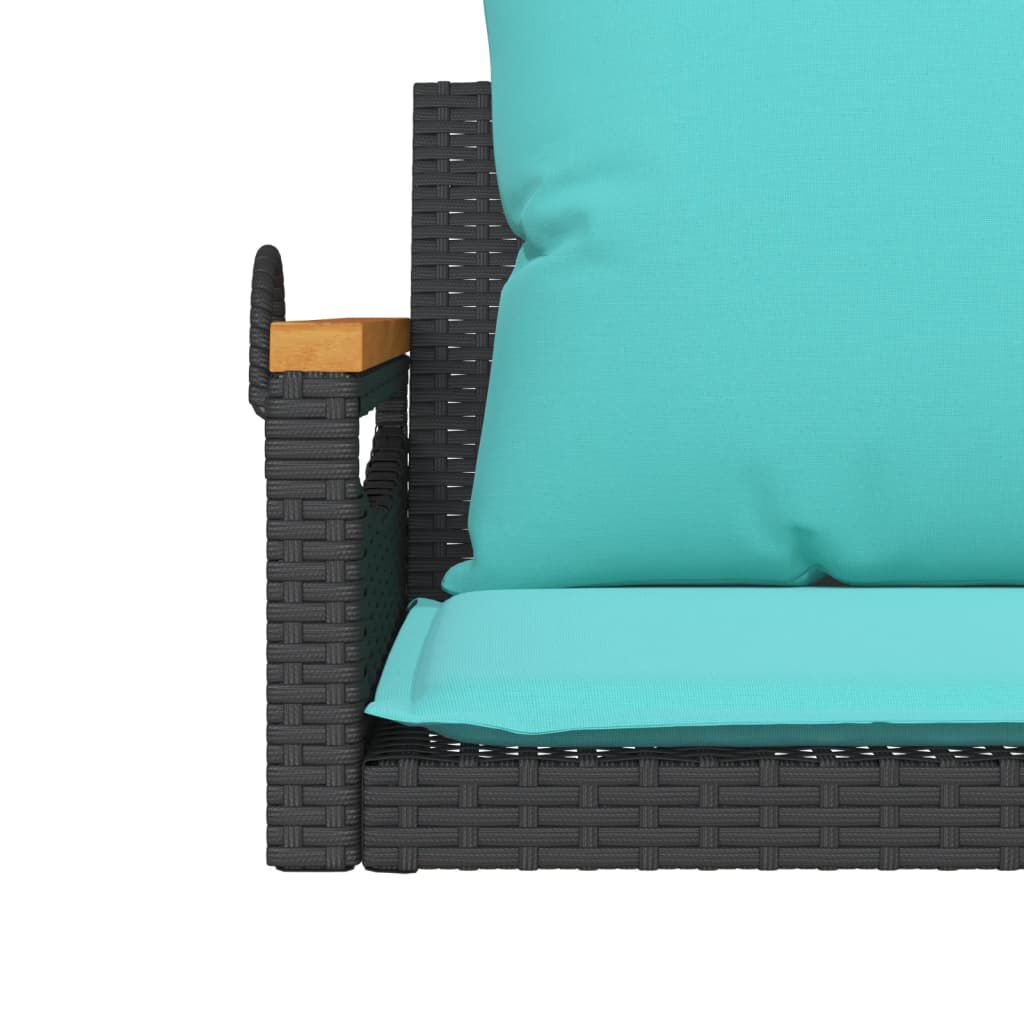vidaXL Swing Bench with Cushions Black 63x62x40 cm Poly Rattan