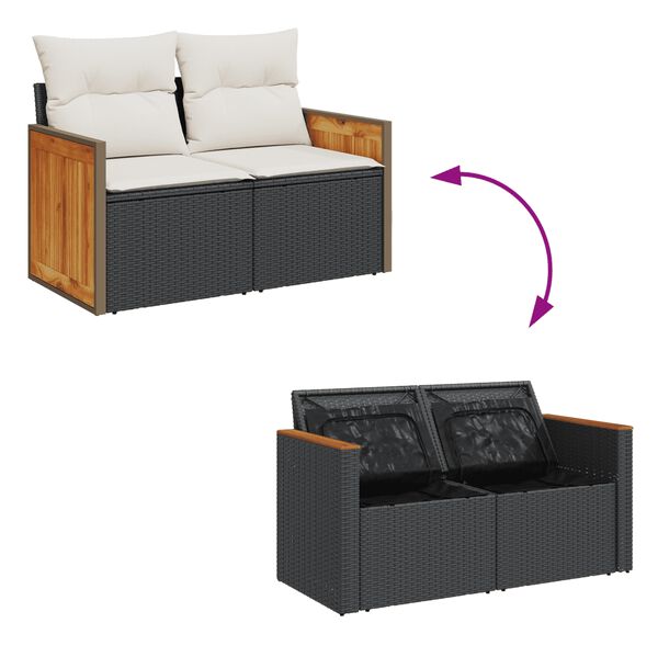 vidaXL 5 Piece Garden Sofa Set with Cushions Black Poly Rattan