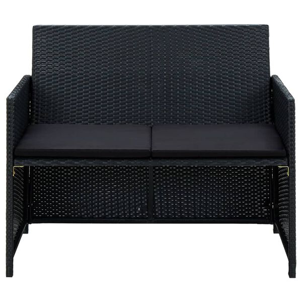 vidaXL 4 Piece Garden Lounge Set with Cushions Poly Rattan Black