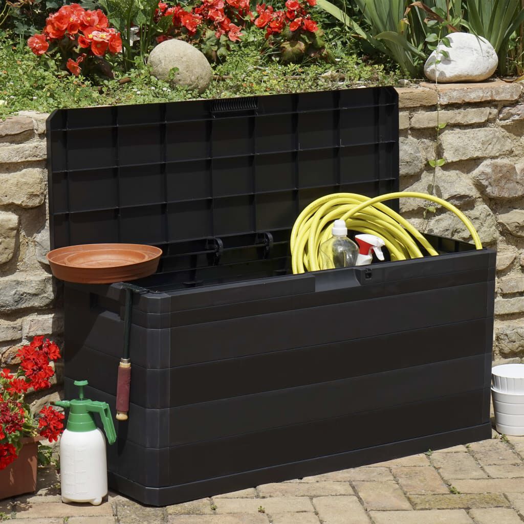 vidaXL Garden Storage Box Black 117x45x56 cm