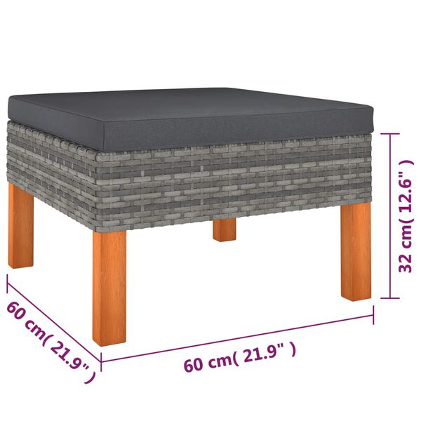 vidaXL 9 Piece Garden Lounge Set with Cushions Poly Rattan Grey